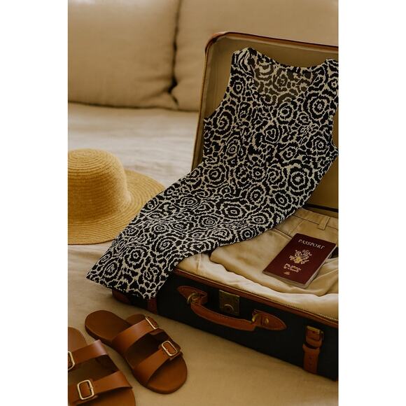 RipSkirt Hawaii Travel Dress - M - Black Floral Packable Resortwear Wrinkle Free - Picture 1 of 10